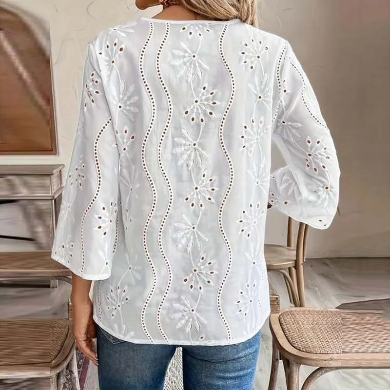 Vintage Lace Floral Embroidered Cozy Shirt