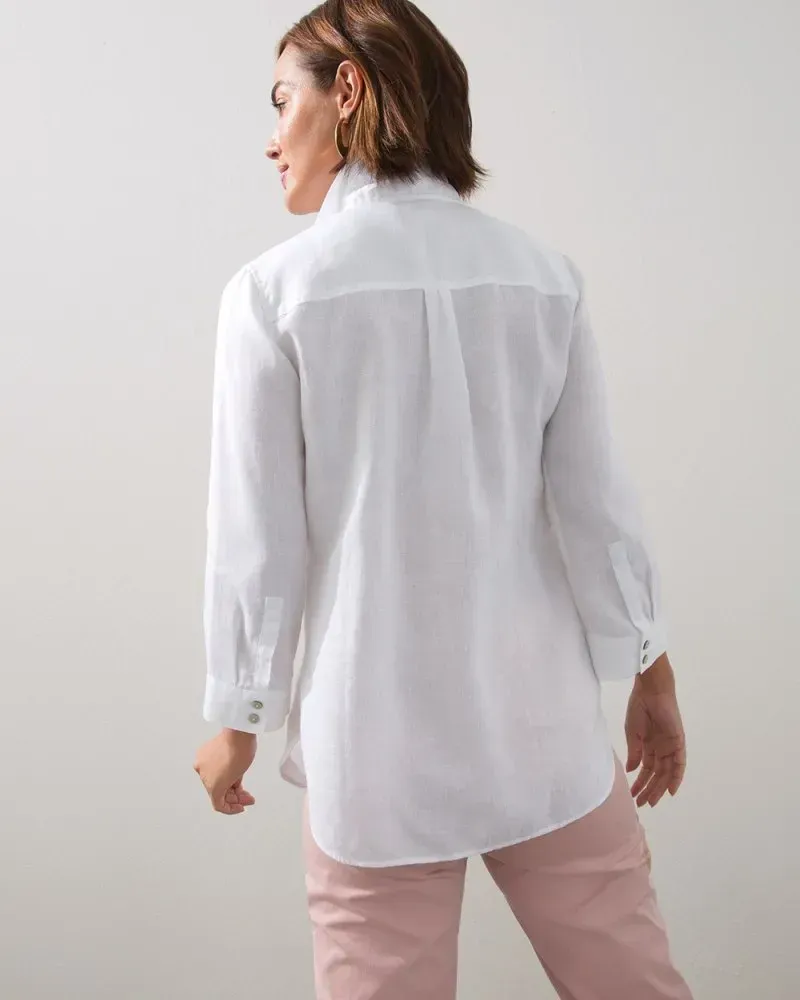 No-Iron Linen 3/4 Sleeve Shirt Optic White