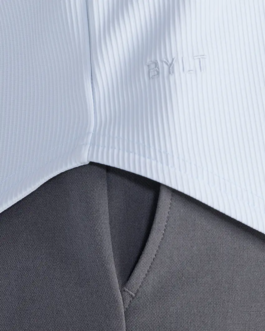 Ribbed+ Short Sleeve Button Down