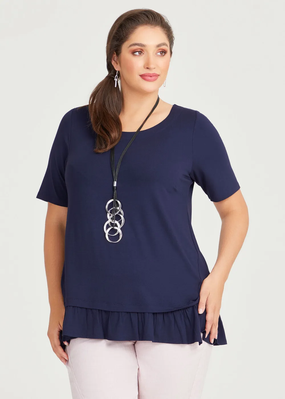 Natural Lena Frill Hem Top