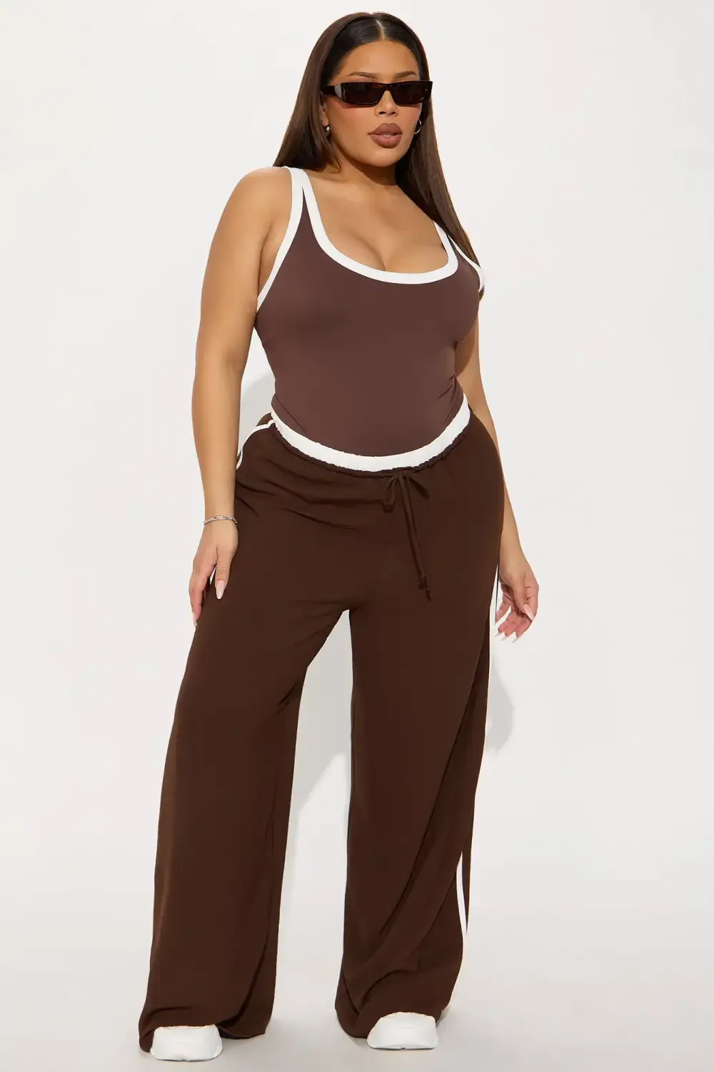 Grace Contrast Trim Bodysuit - Chocolate/Combo