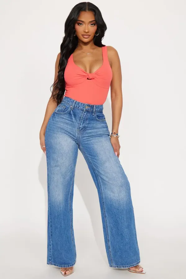 I Don't Mind Babe Ribbed Bodysuit - Coral