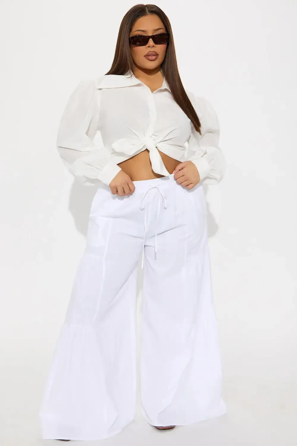 Sandra Linen Wide Leg Pant - White