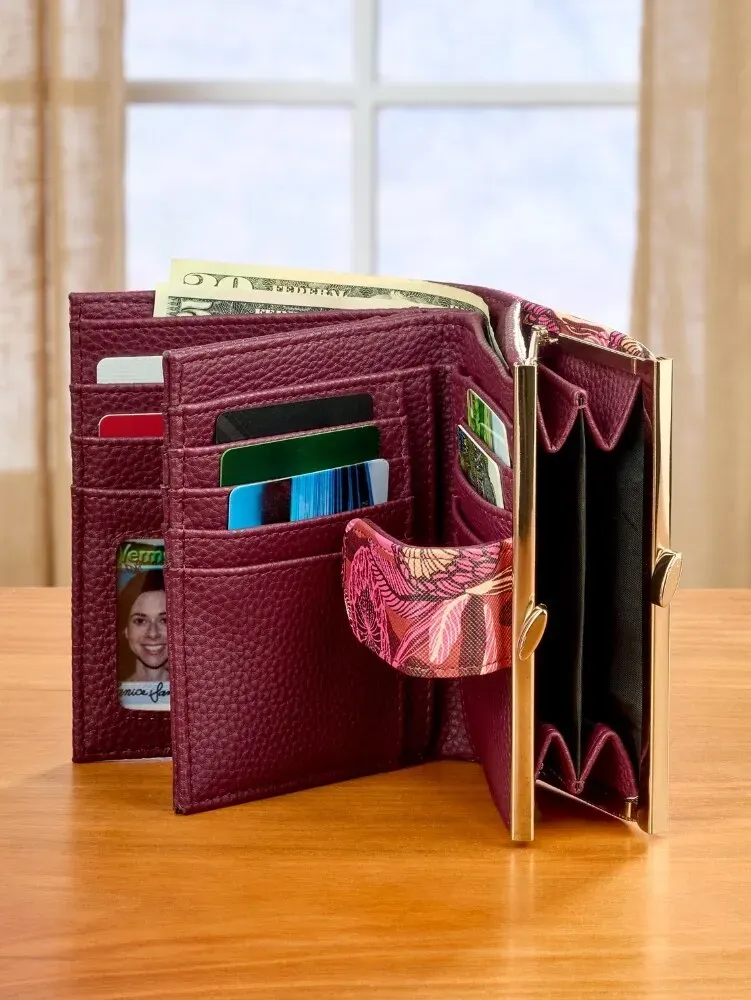 Bold Floral RFID-Blocking Bi-Fold Wallet