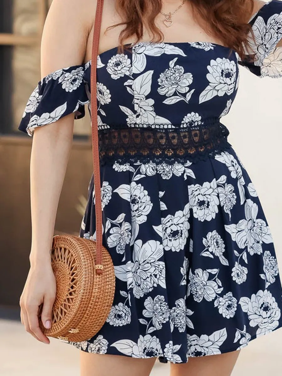 Contrast Floral Patchwork Lace Jumpsuit