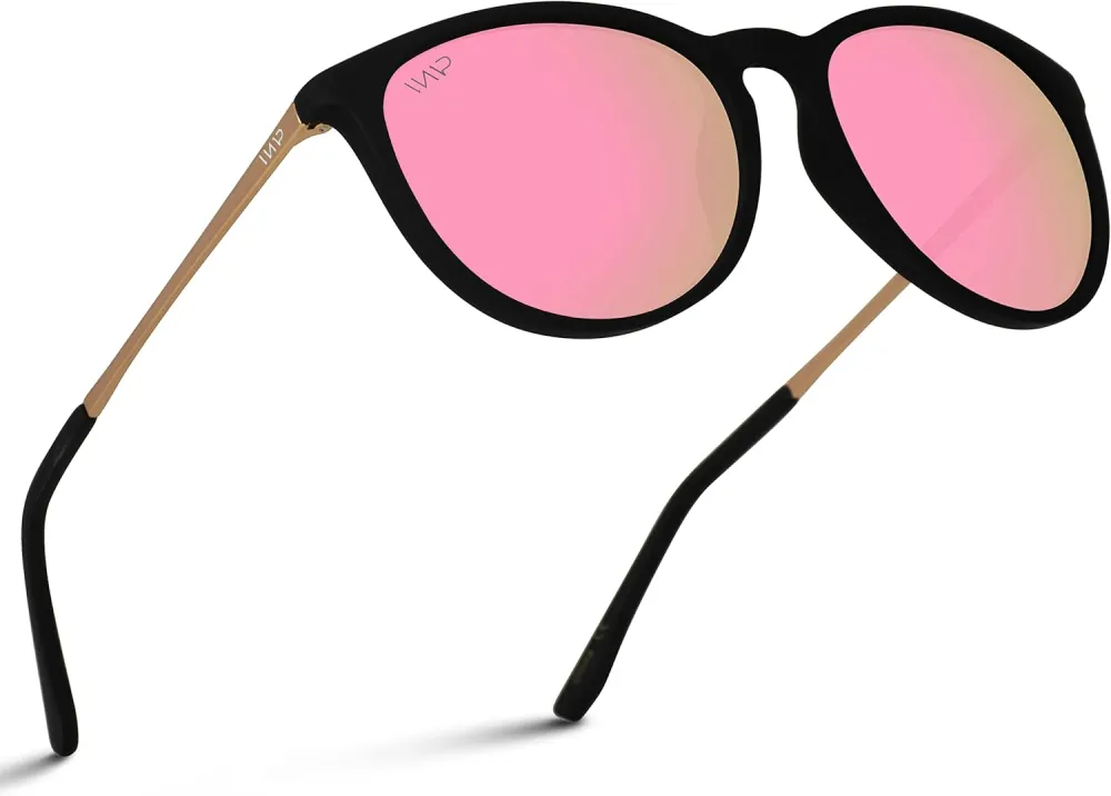 WearMe Pro Women's Round Sunglasses with Polarized UV Protection, Trendy Retro Designer Style