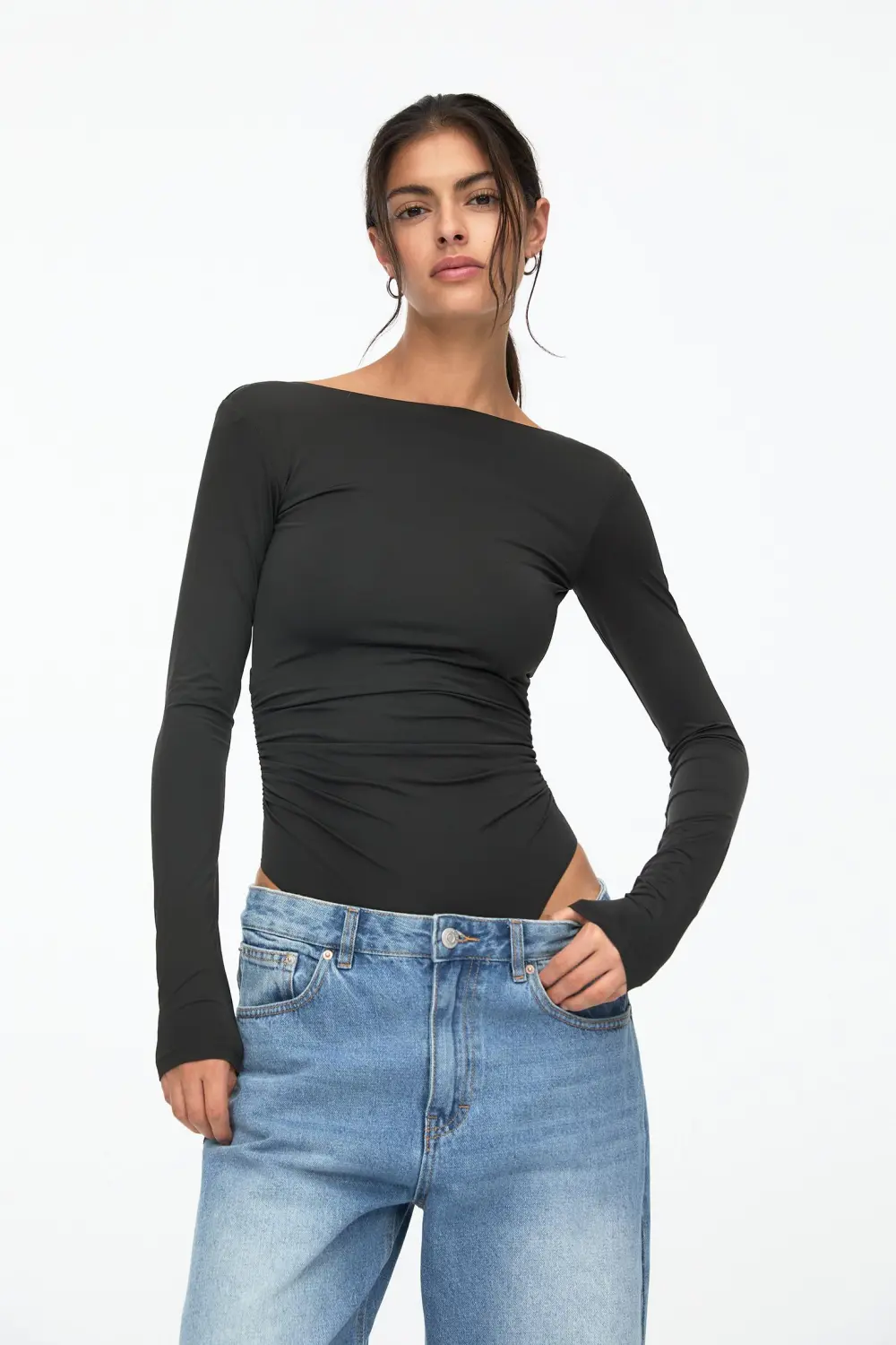 Open back polyamide bodysuit
