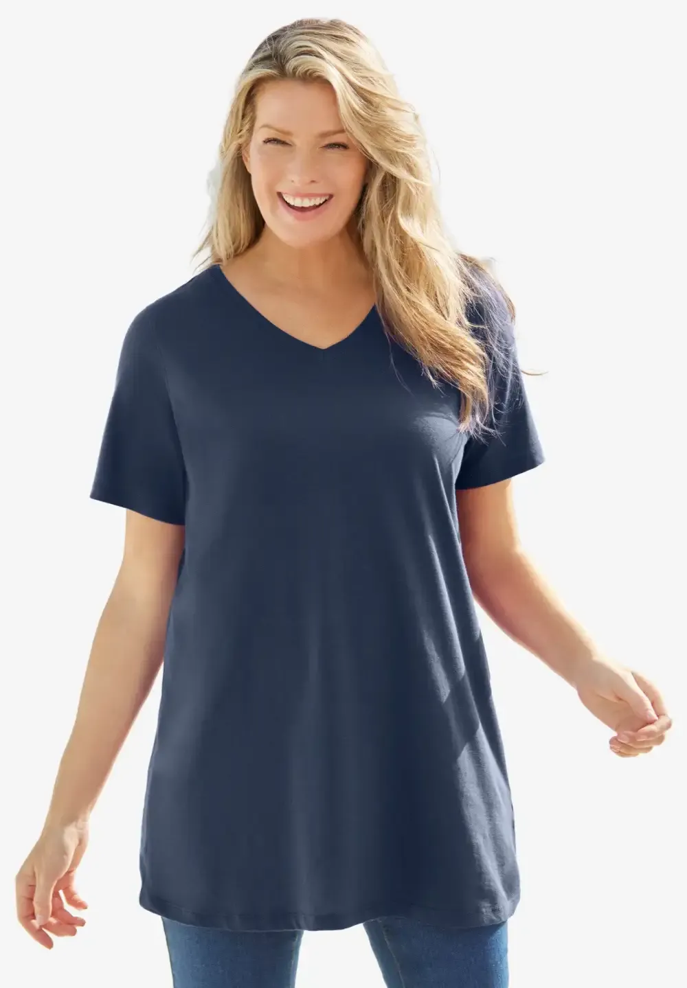 Perfect Short-Sleeve V-Neck Tunic