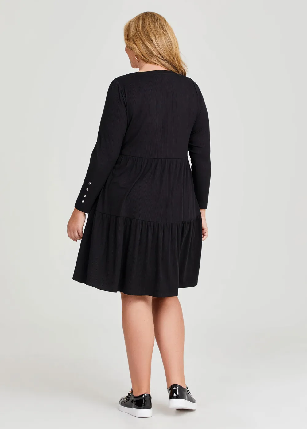 Natural Mini Rib Tiered Dress