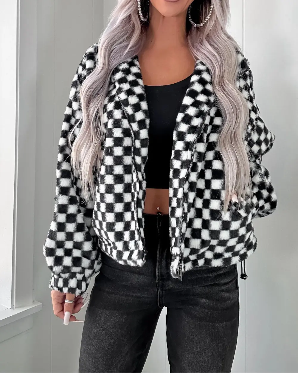 Classic Checkered Jacket - Black