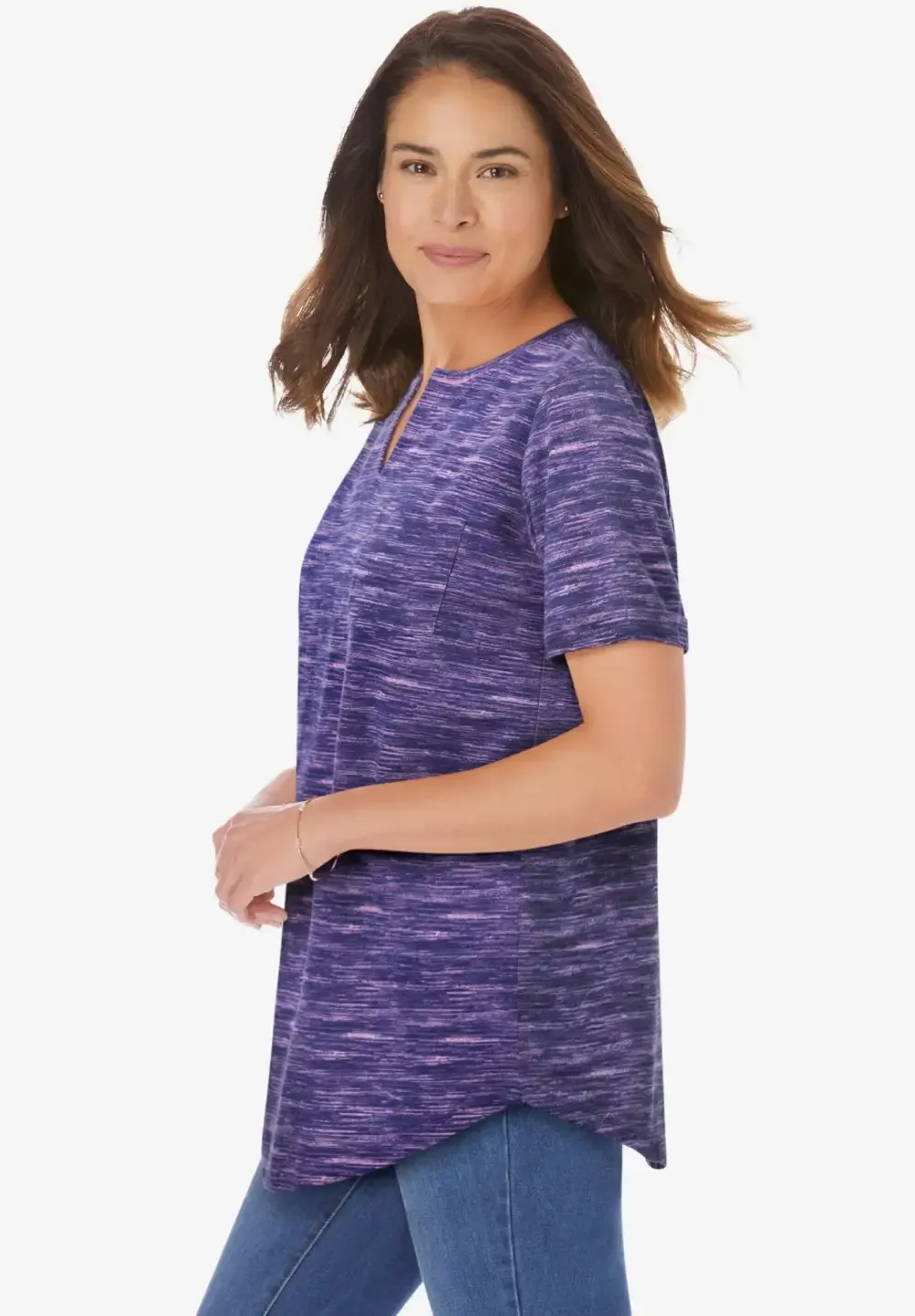 Short-Sleeve Notch-Neck Tee