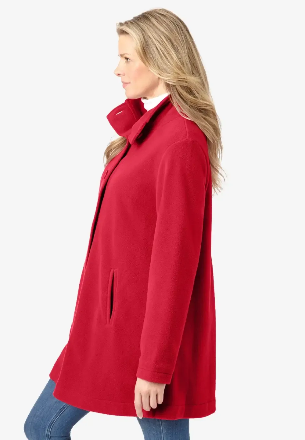 Fleece Swing Funnel-Neck Coat