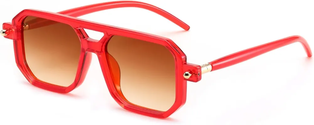 FEISEDY Vintage Square 70s Flat Aviator Sunglasses Women Men Classic Retro Stylish Frame UV400 Sunglasses B2622