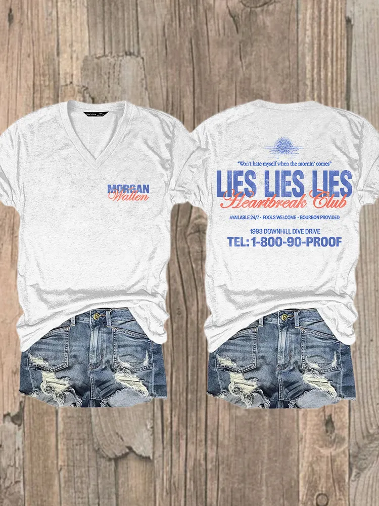 Women'S Morgan Wallen Lies Lies Lies V-Neck T-Shirt