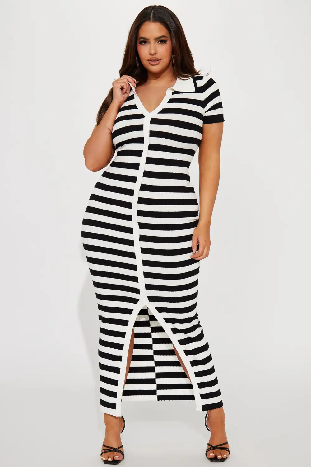 Prestigious Tour Ribbed Maxi Dress - White/Black