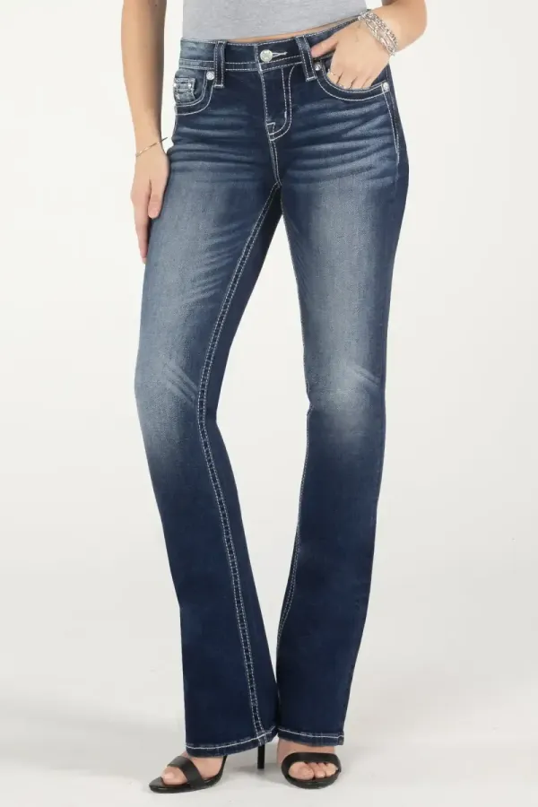 Sparkling Starry Night Patch Bootcut Jeans