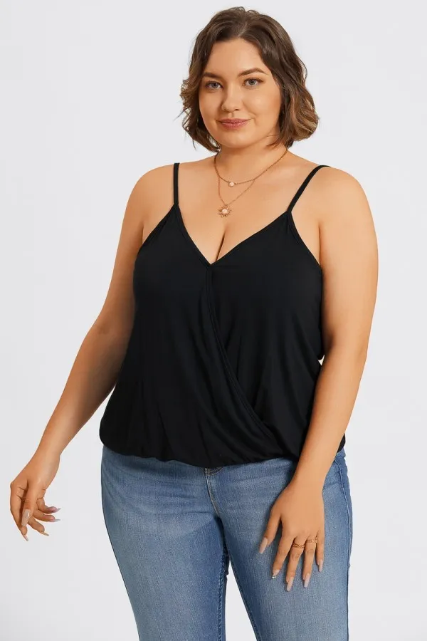 Black V-Neck Sleeveless Plus Size Cami Top