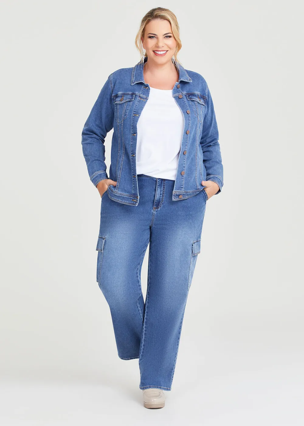 Cotton Cargo Wide Leg Jean