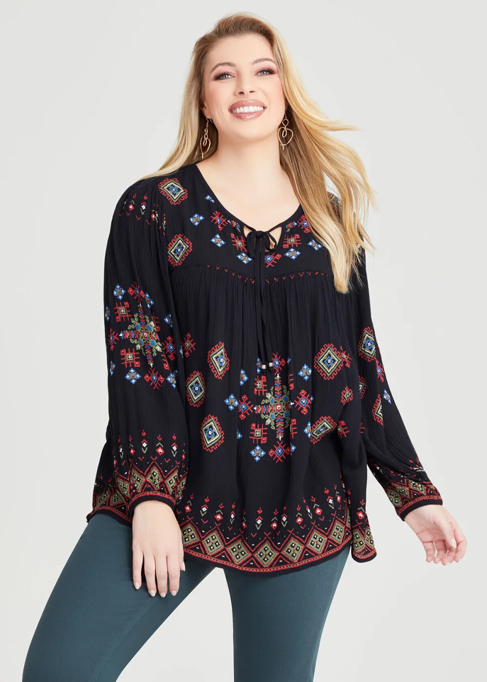 Natural Boho Print Top