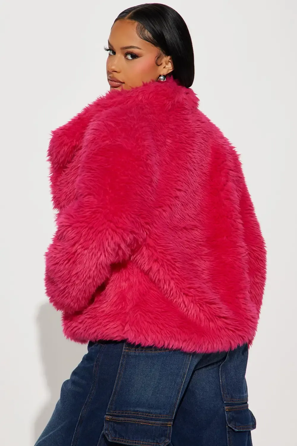 Damani Faux Fur Jacket - Fuchsia