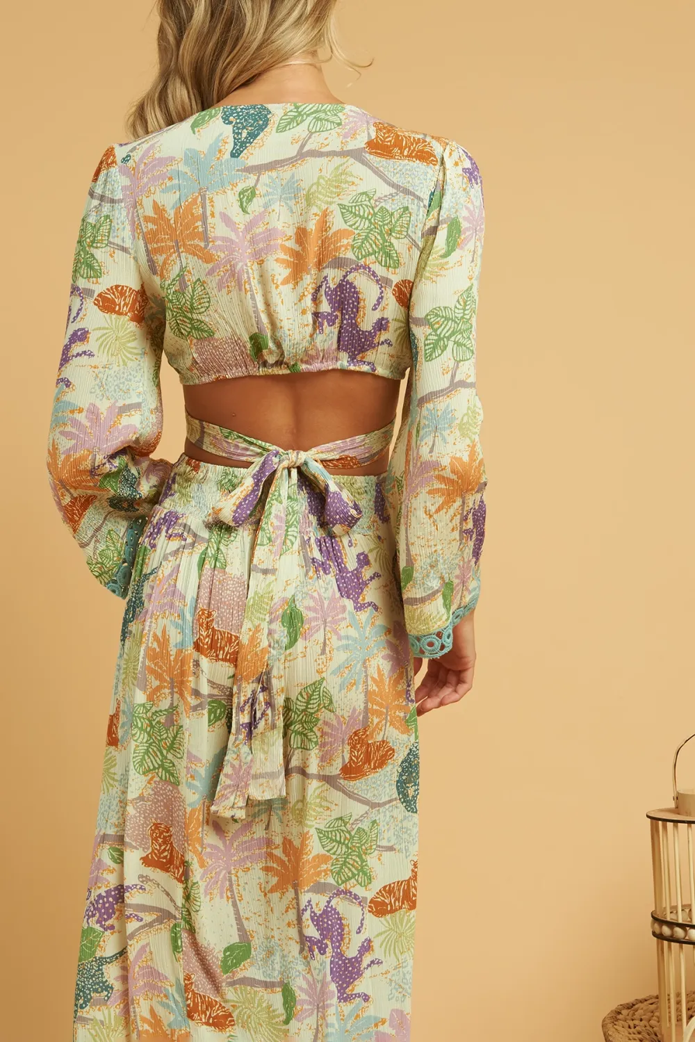 Multicolor Tropical Print Wrap Maxi Skirt