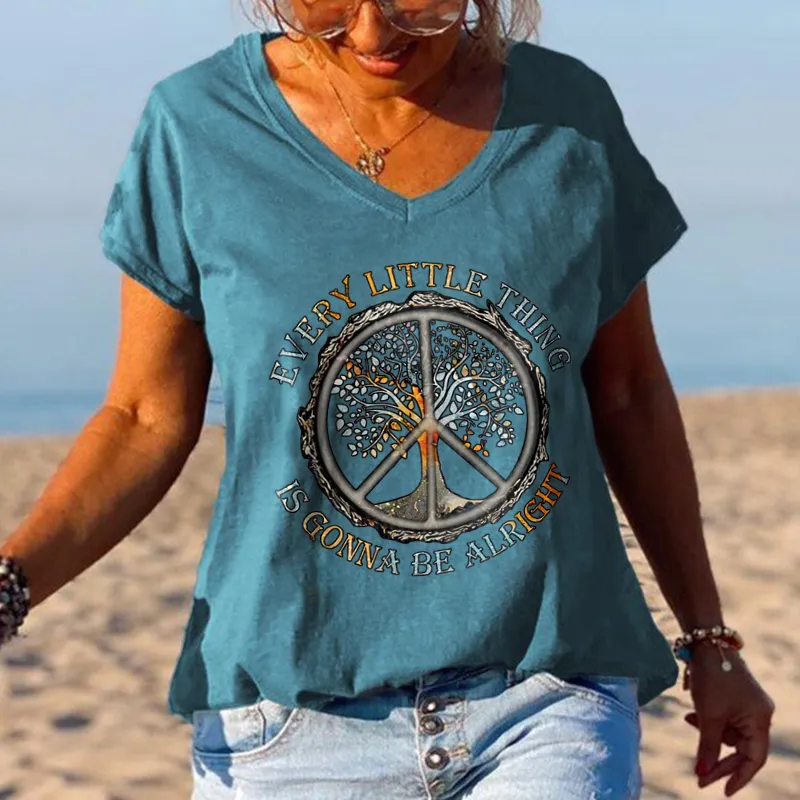 Every Little Thing Is Gonna Be Alright Women Hippie Tees