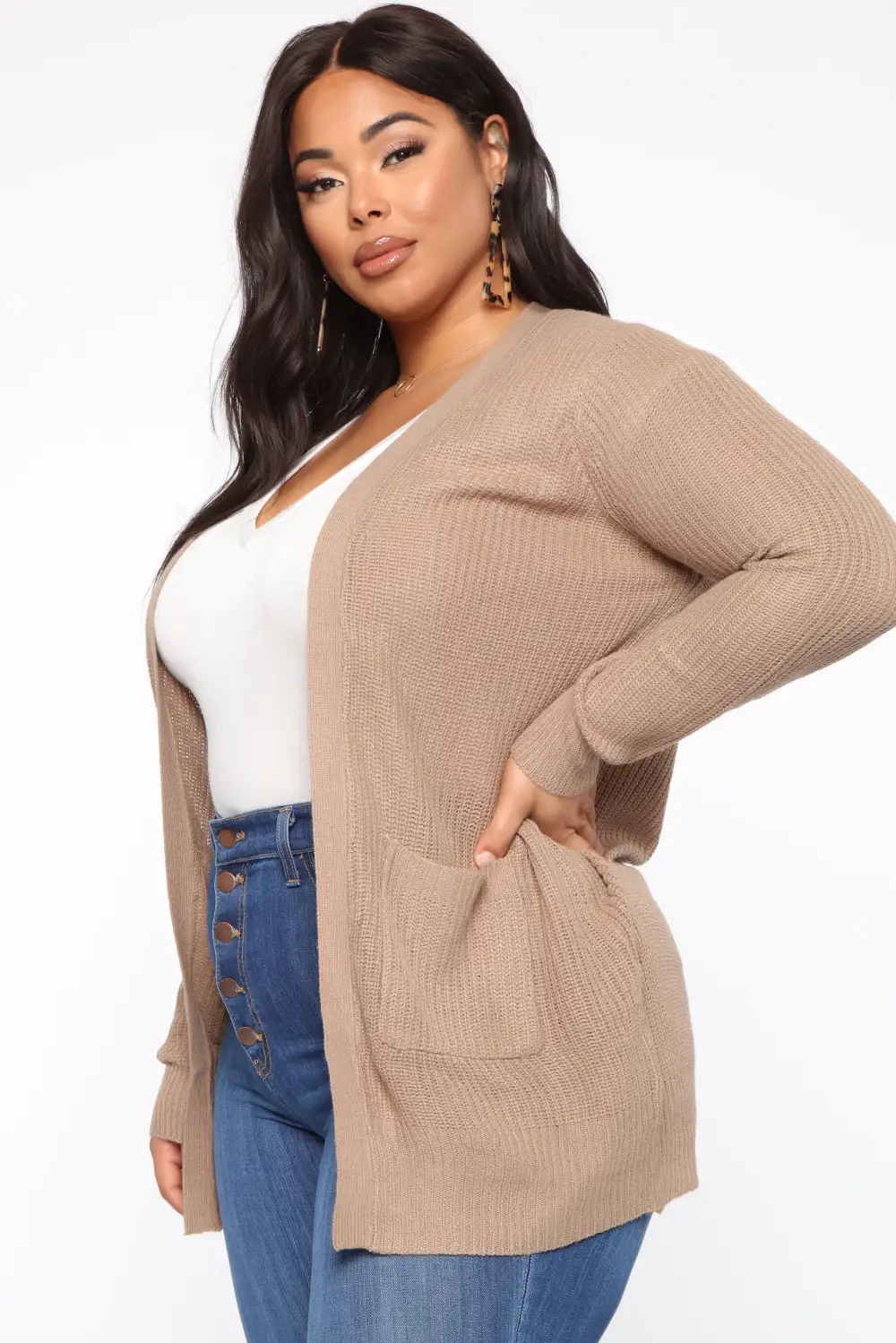 Zoe Two Pocket Cardigan - Khaki