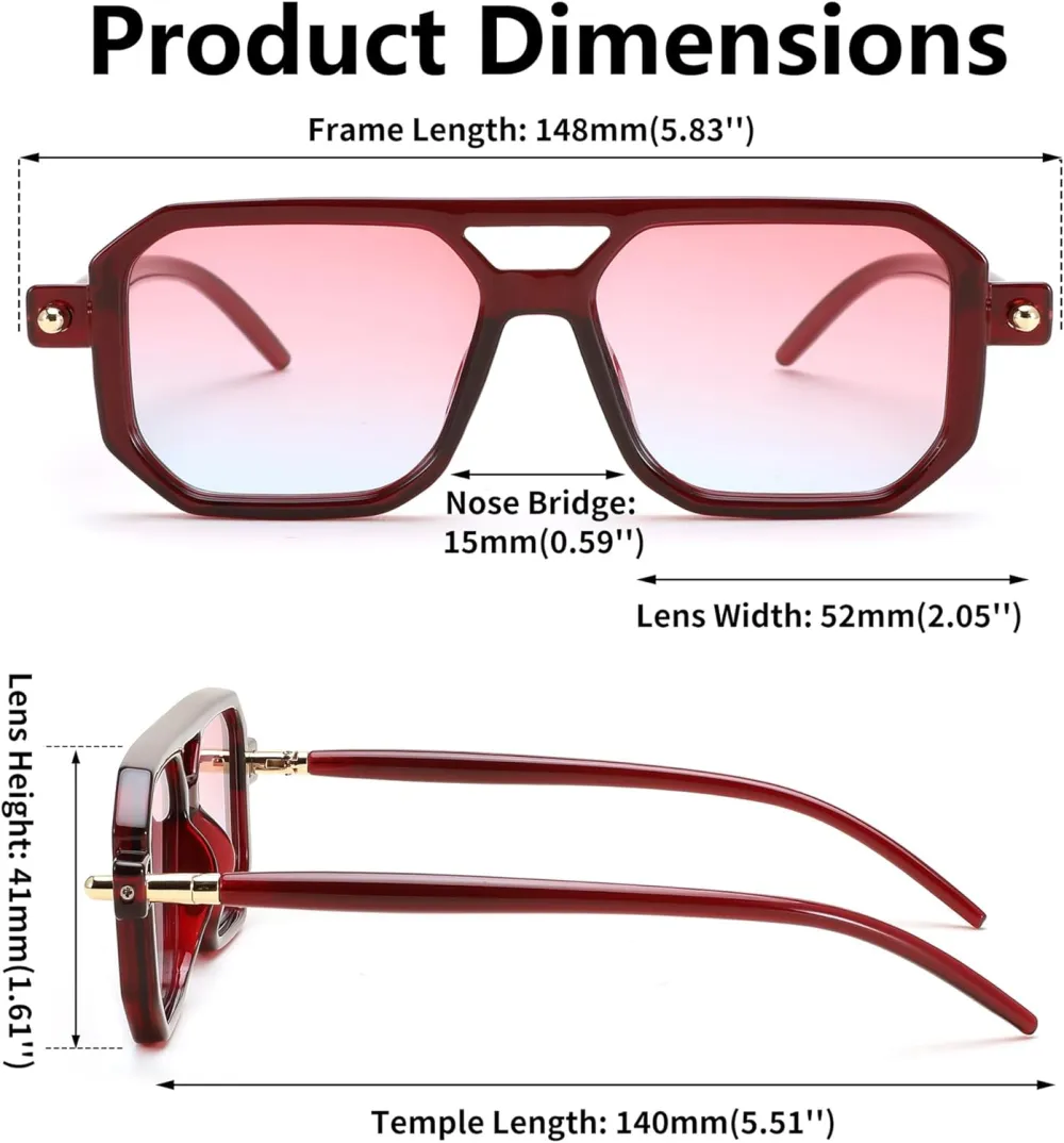 FEISEDY Vintage Square 70s Flat Aviator Sunglasses Women Men Classic Retro Stylish Frame UV400 Sunglasses B2622