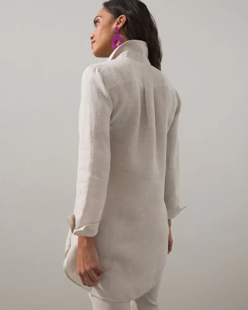 No-Iron Linen Tunic Blue Veil