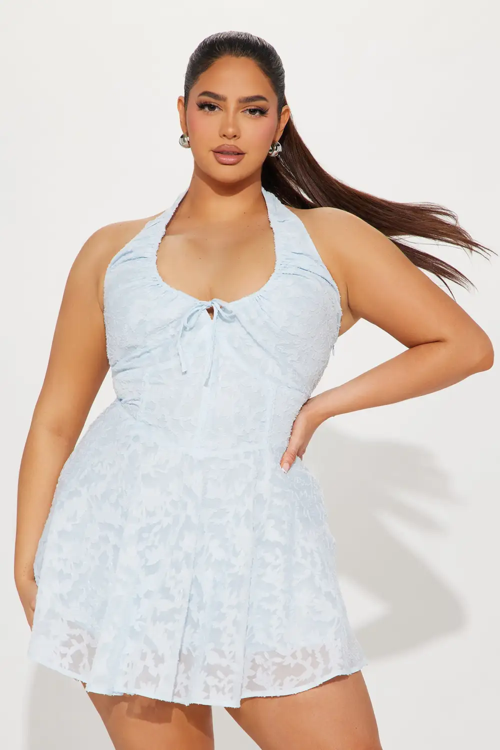 Cindy Chiffon Mini Dress - Light Blue