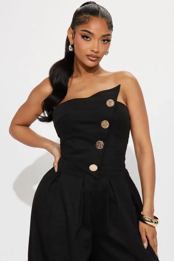Monique Strapless Jumpsuit - Black
