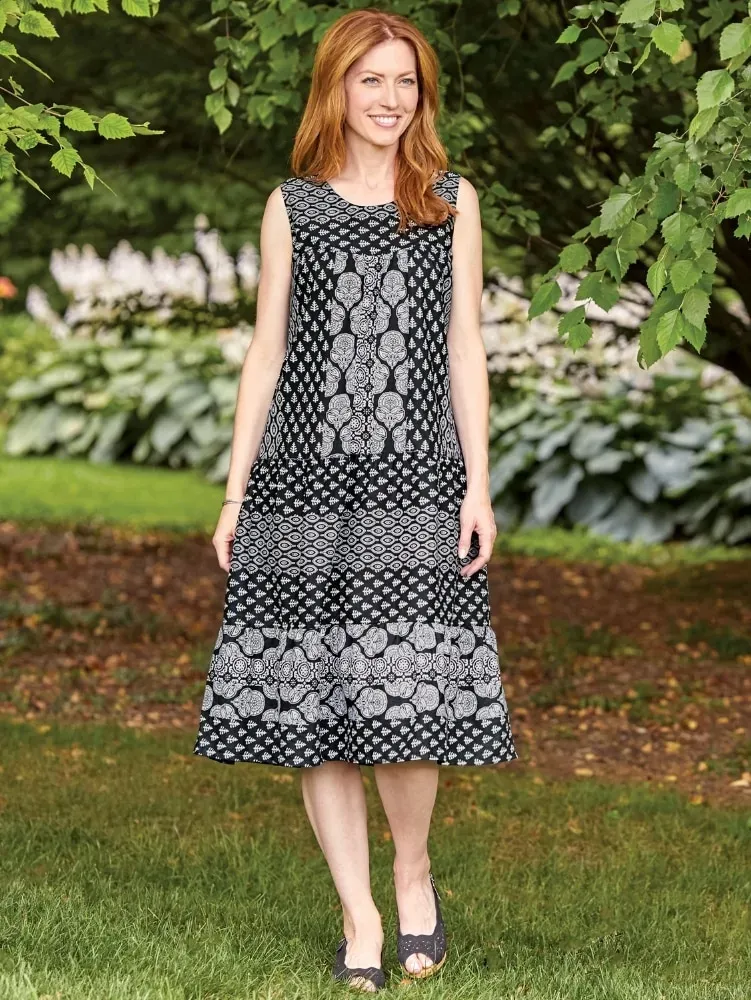 Sleeveless Cotton Tiered Lounge Dress