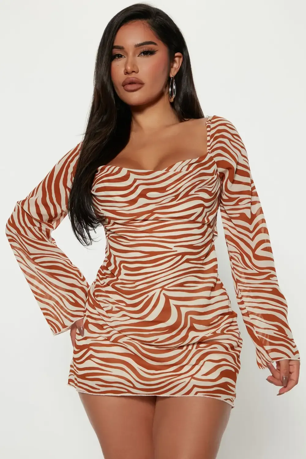 Wild Wild Thoughts Mini Dress - Camel/combo