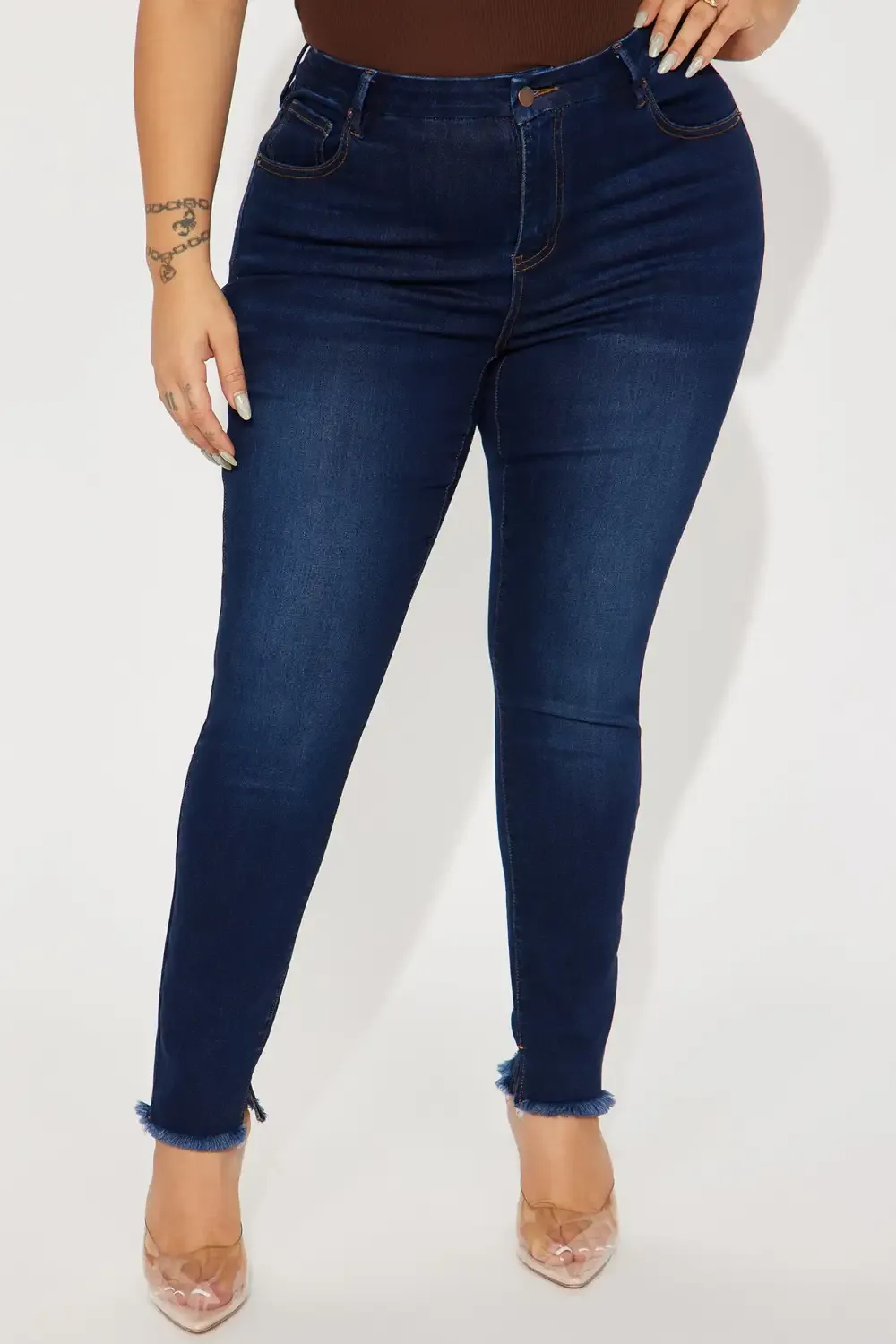 Serafina Compression Stretch Skinny Jeans - Dark Wash