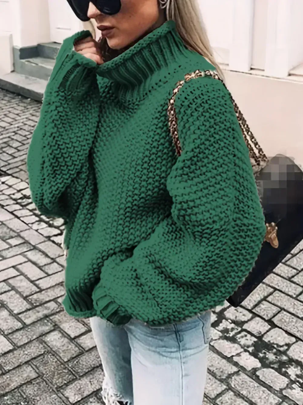 Solid Turtle Neck Pullover Sweater, Casual Long Sleeve Sweater For Fall & Winter, Women's Clothing