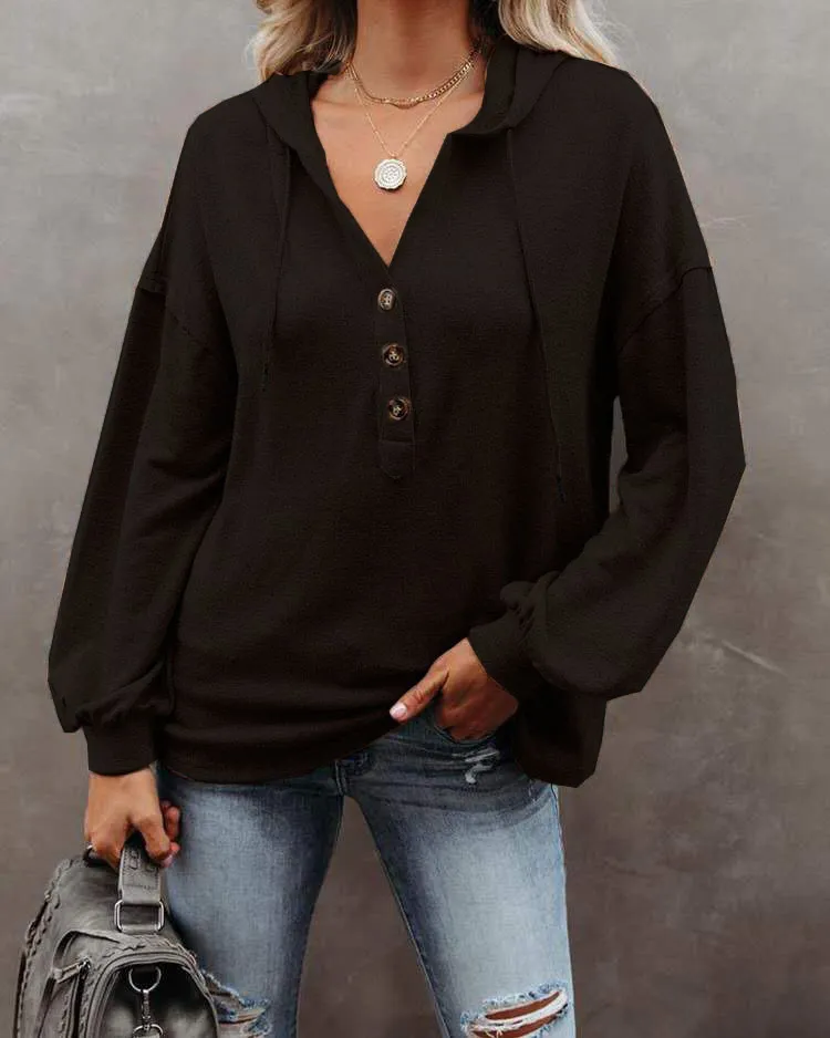 Hoodie Casual Loose Solid Color Sweatshirt