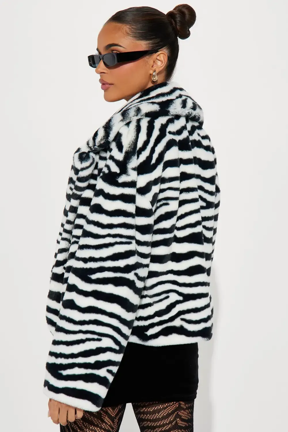Katie Zebra Faux Fur Jacket - Black/combo