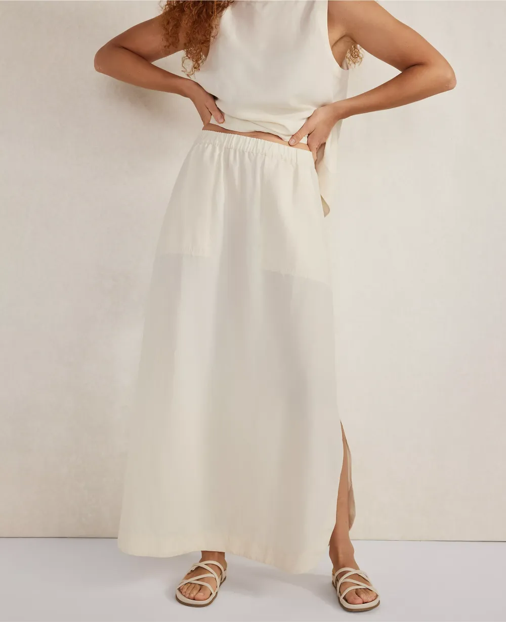 Haven Well Within Linen Blend Maxi Shirttail Skirt