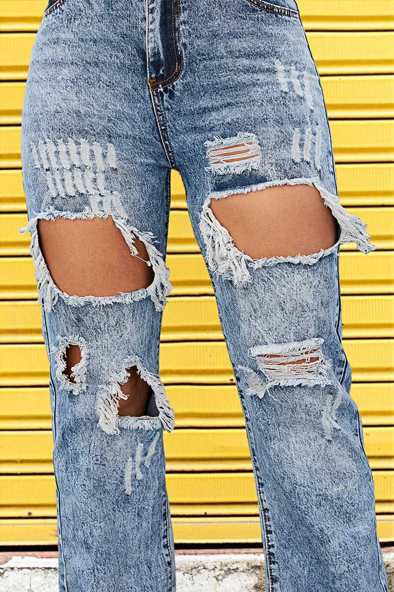 90s Vintage Cut Out High Waist Straight Leg Baggy Jeans