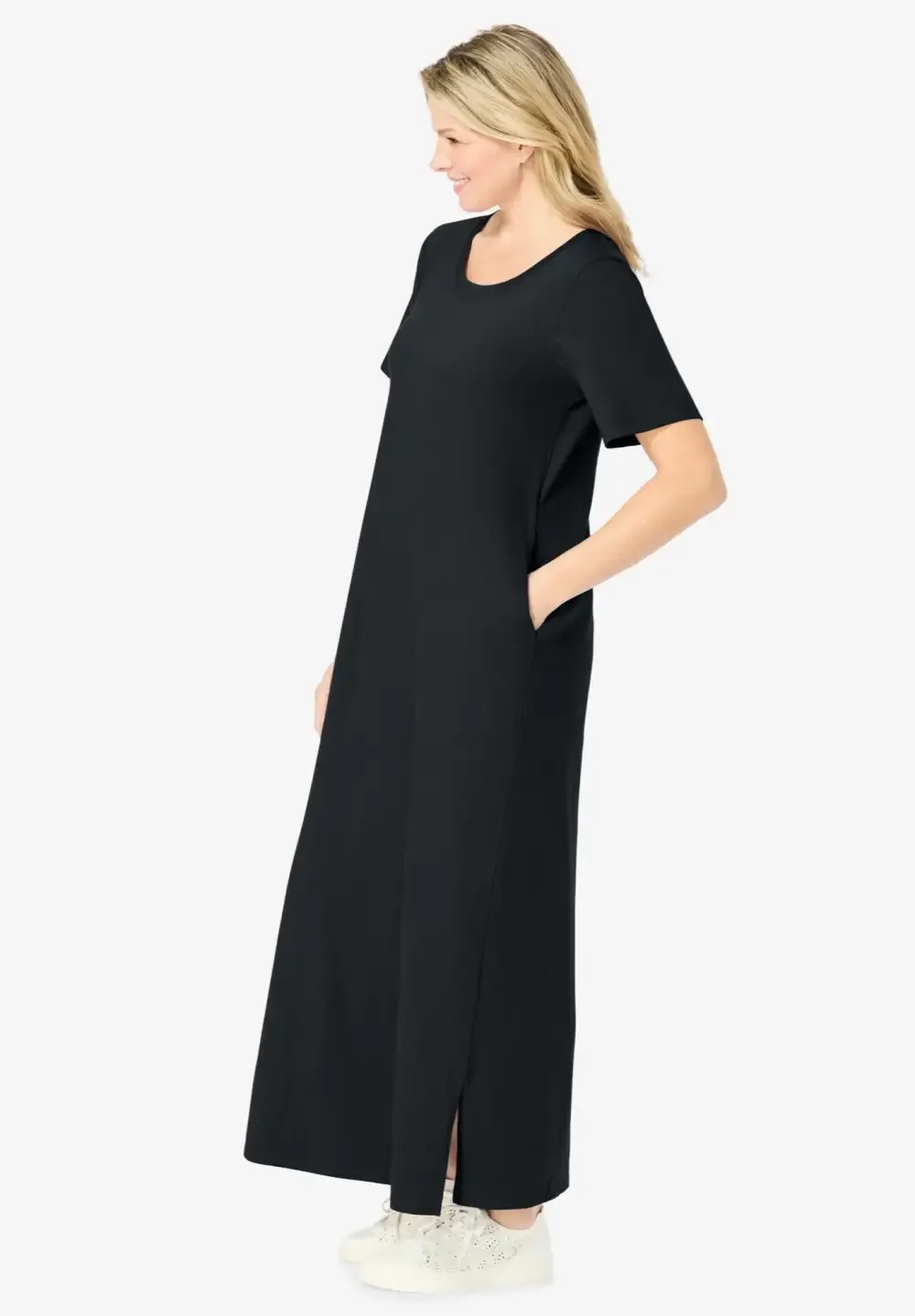 Perfect Short-Sleeve Scoopneck Maxi Tee Dress