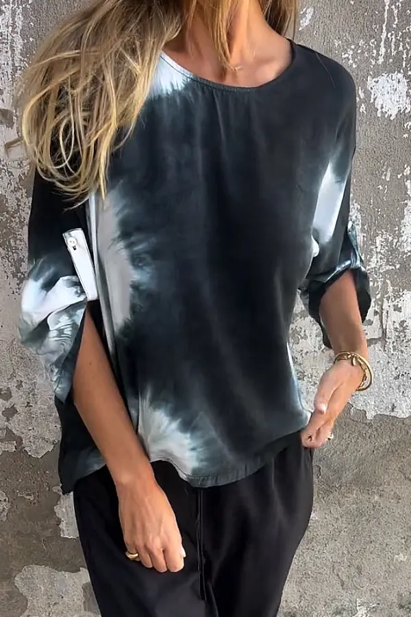 Women's gradient sleeve tie top