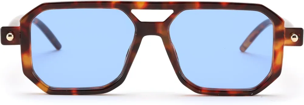 FEISEDY Vintage Square 70s Flat Aviator Sunglasses Women Men Classic Retro Stylish Frame UV400 Sunglasses B2622
