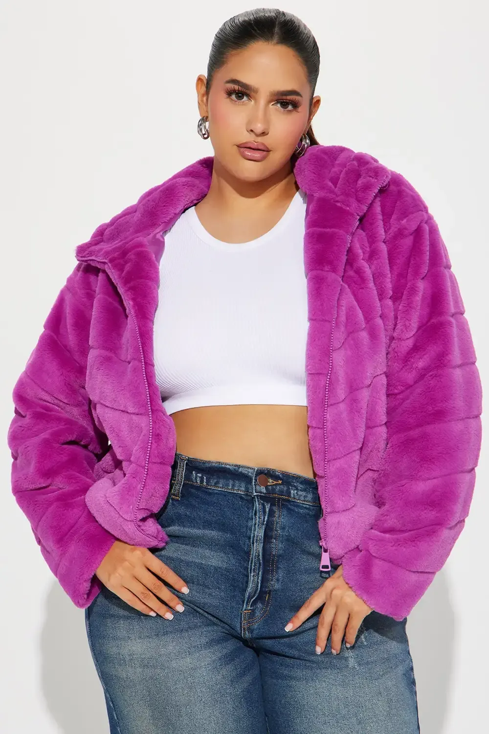 Capture This Faux Fur Jacket - Magenta