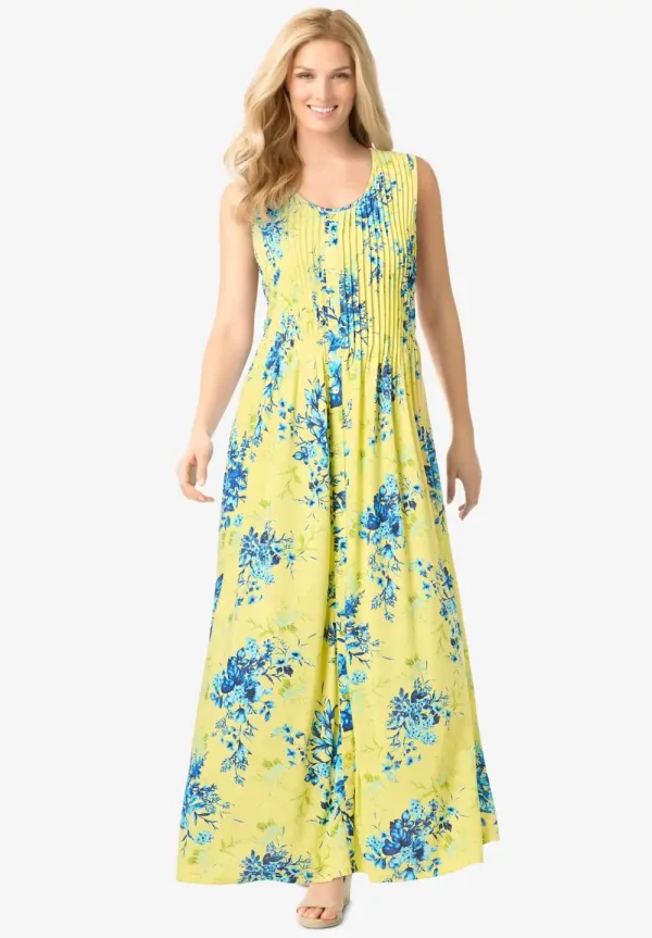 Pintucked Sleeveless Dress