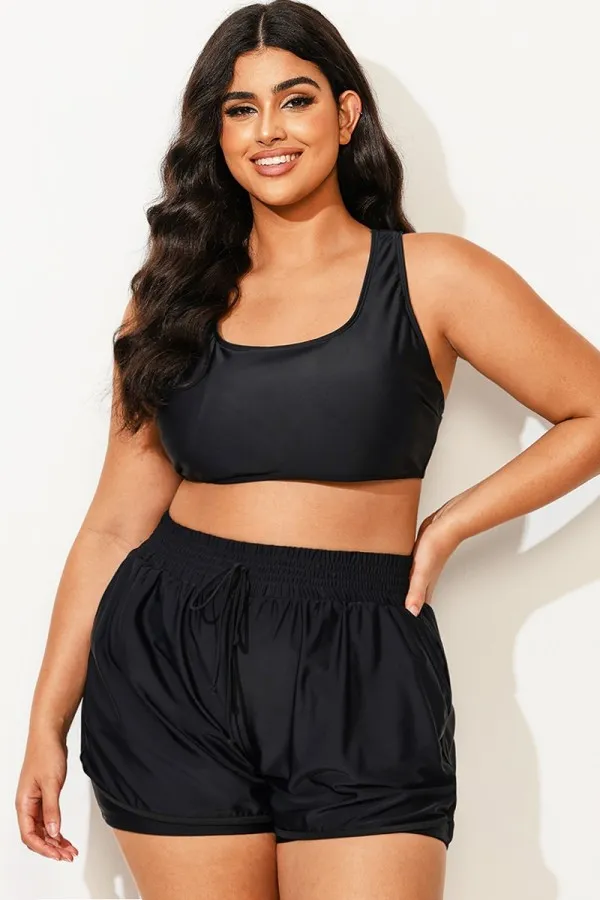 Plus Size Cut Out Back Racerback Bikini Top