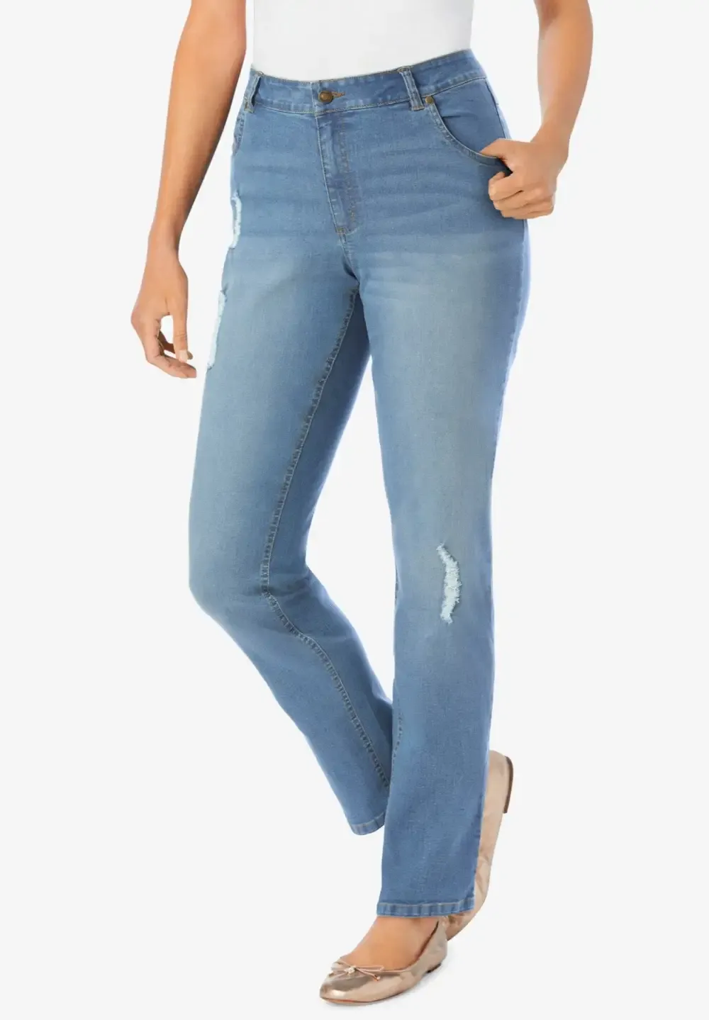 Straight-Leg Stretch Denim Jean