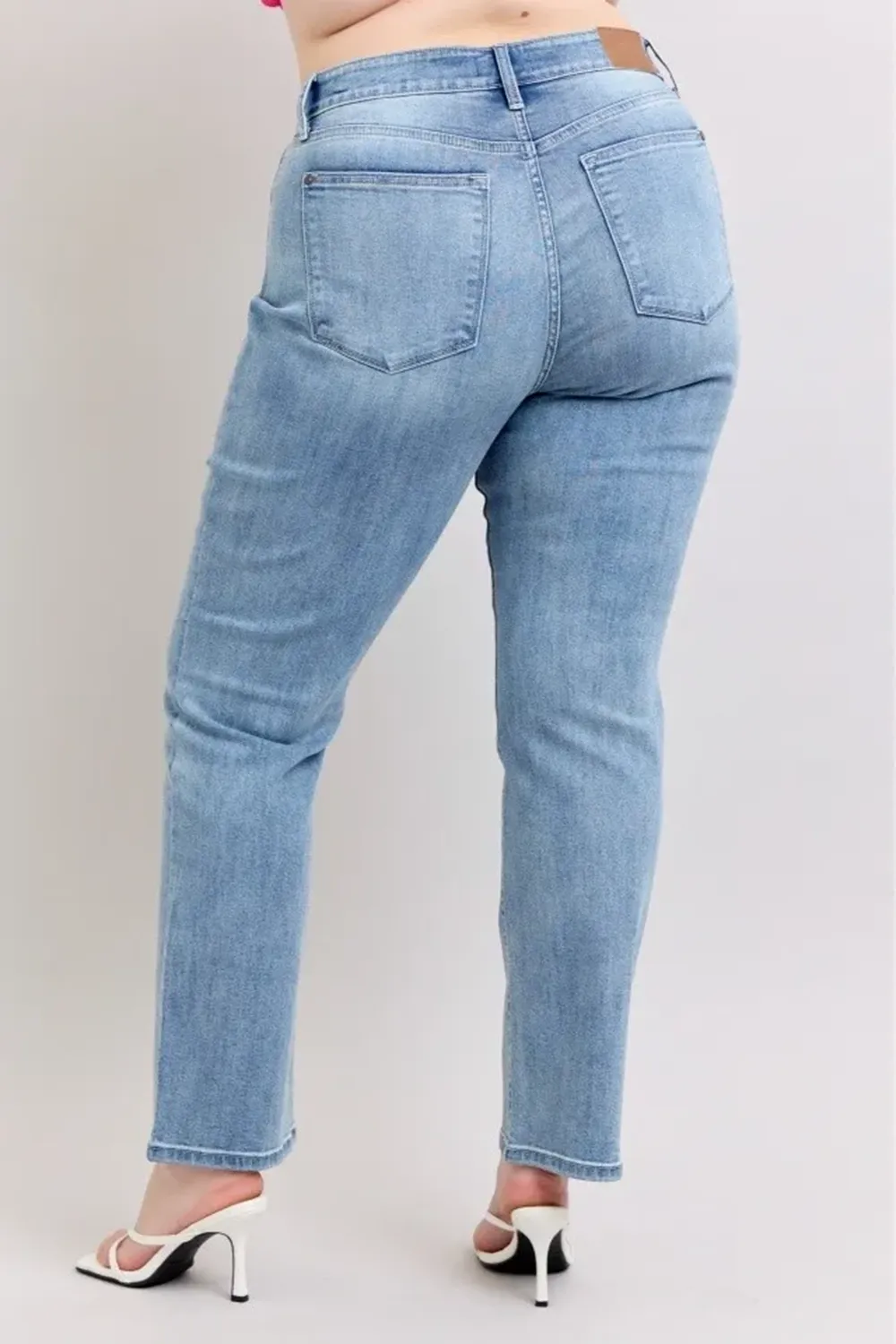 Blue Retro Simple Slim-Fit  Trousers