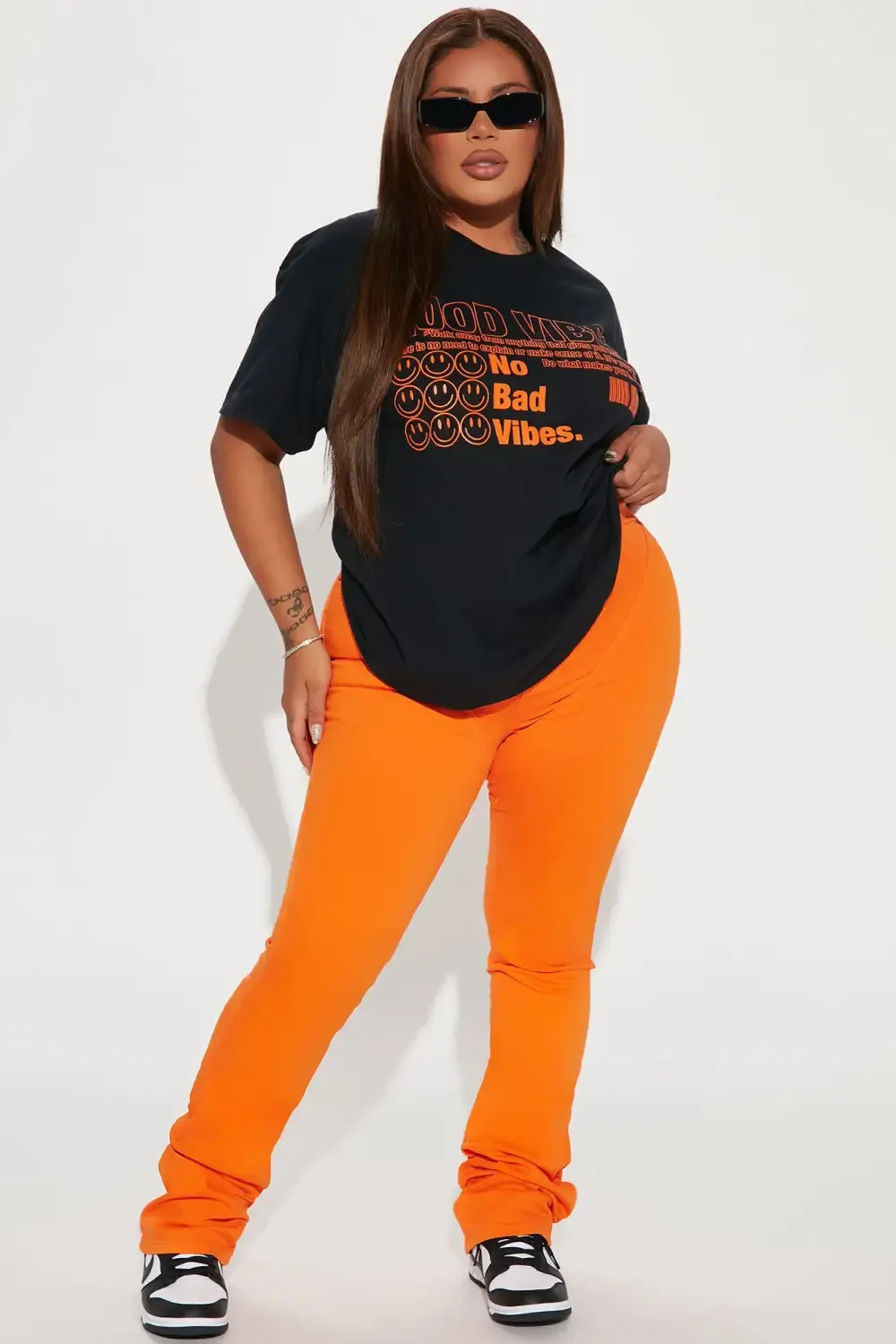 See Me High Rise Stacked Straight Leg Jeans - Orange
