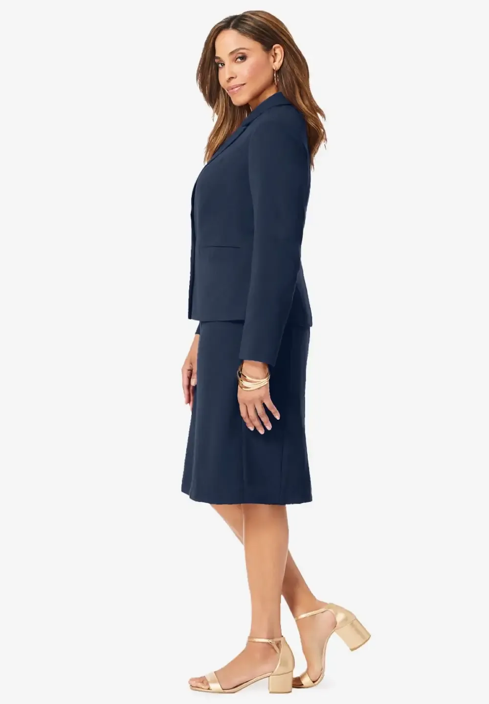 2-Piece Stretch Crepe Single-Breasted Jacket Dress
