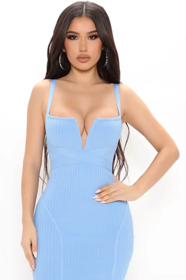 Misty Bandage Midi Dress - Blue